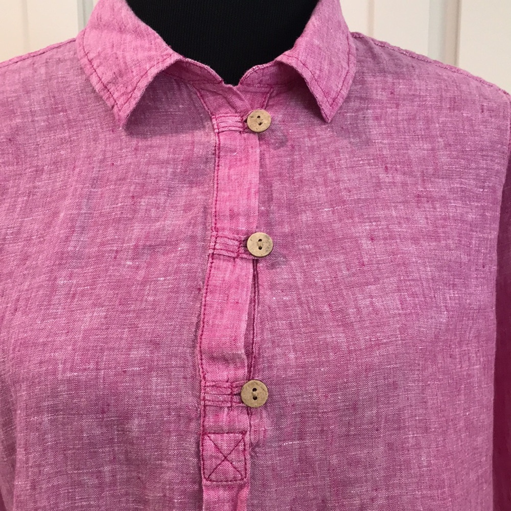 Sigrid Olsen Linen Tunic Top Womens Large Purple Lavender Blouse Bohemian Beach - Picture 2 of 8